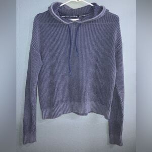 Offline aerie blue knit Hooded Women's oversized Sweater XS #736